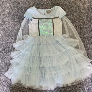 Girls light blue sequined frozen 2 Elsa dress. Size XS or 4/5.